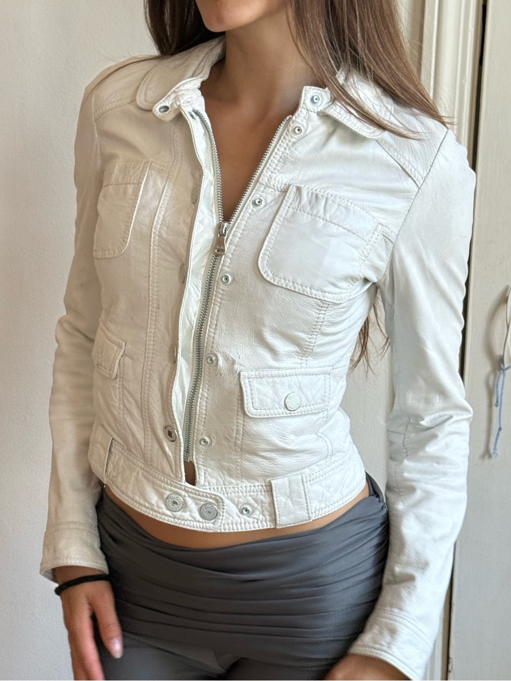 Dolce & Gabbana white leather jacket early 2000s